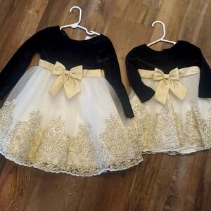 Rare editions velvet black and ivory dress